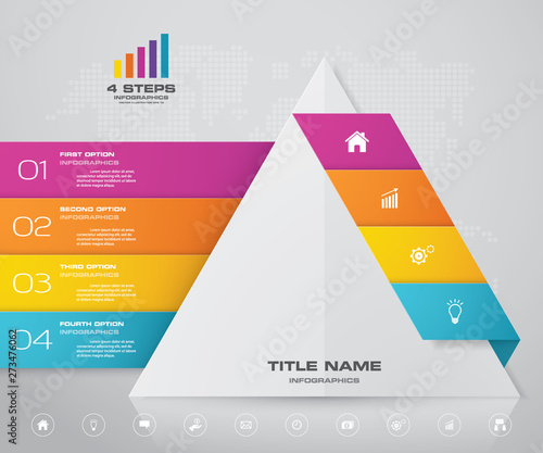 4 steps pyramid with free space for text on each level. infographics, presentations or advertising. EPS10.	