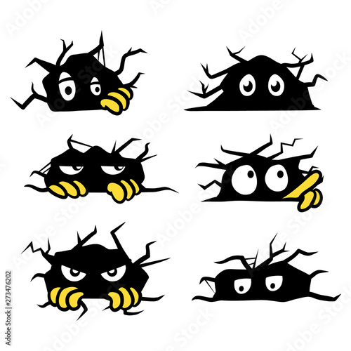 Sneaky Eyes In Cracking Wall Cartoon