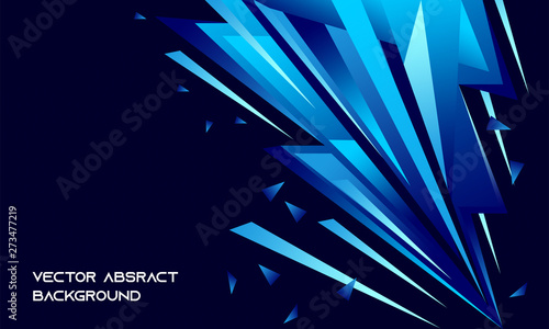 Abstract cold dark background with blue pieces