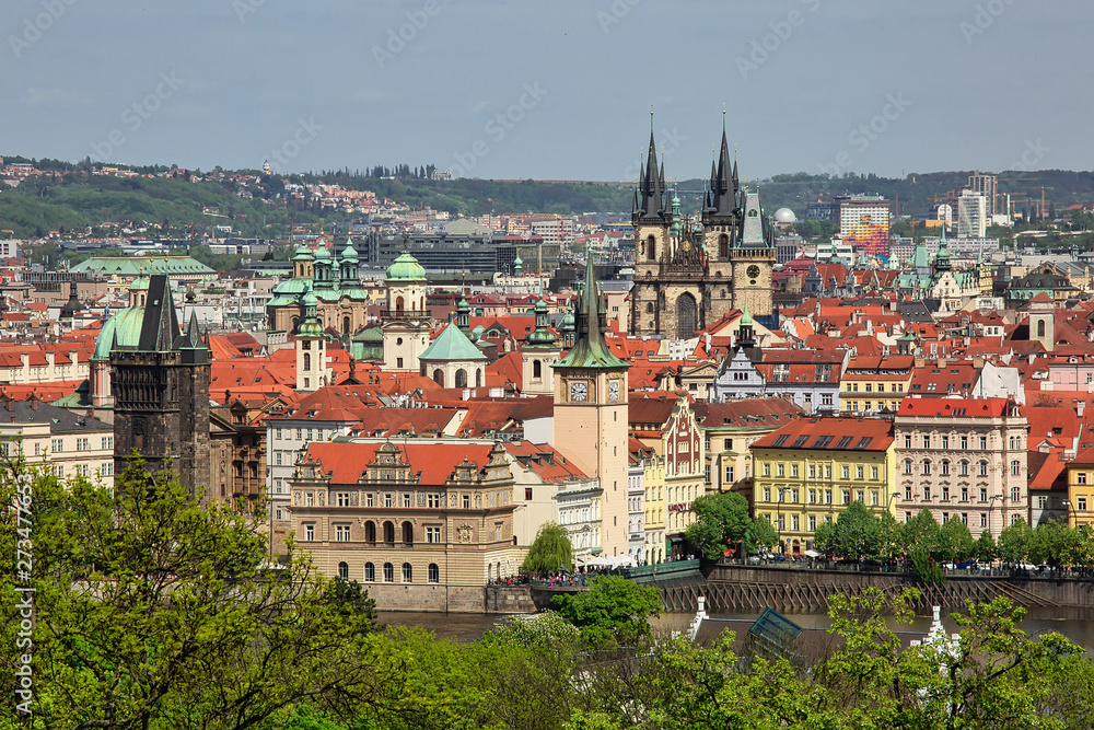 Aerial view to Prague historic center