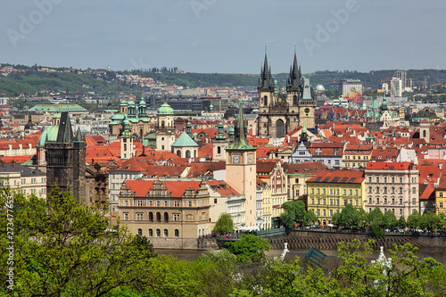 Aerial view to Prague historic center