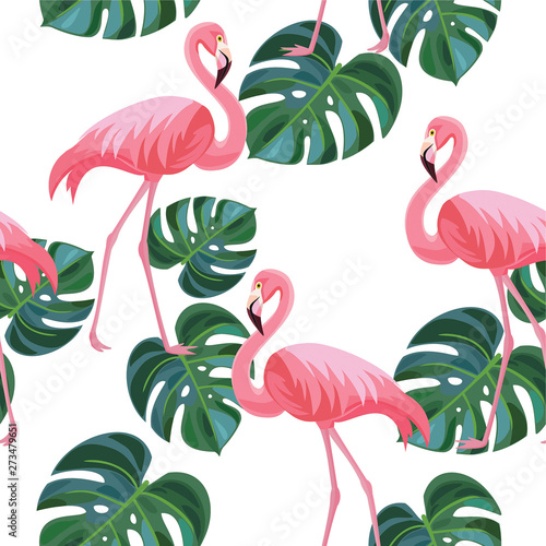 Plakat plaża flamingo natura hawaje