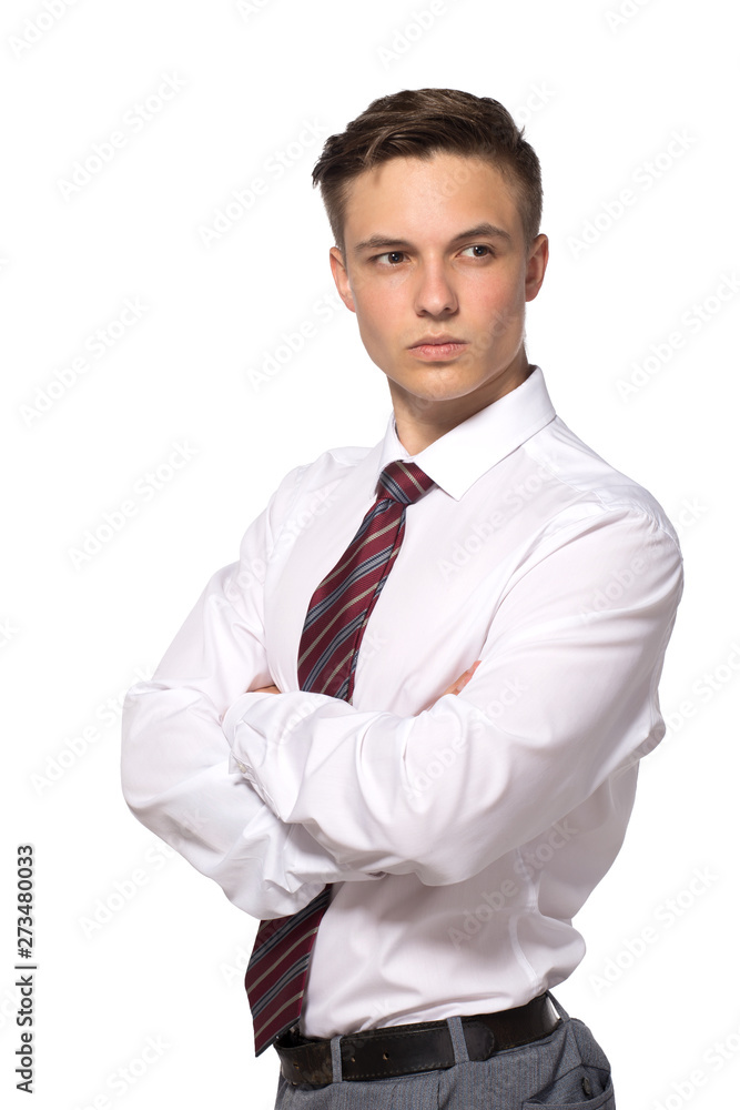 Handsome young businessman in white shirt isolated on white Handsome young businessman in white shirt isolated on white