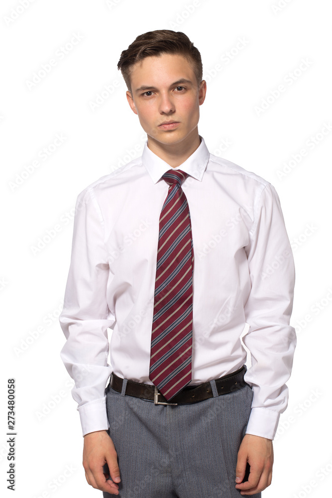 Handsome young businessman in white shirt isolated on white Handsome young businessman in white shirt isolated on white