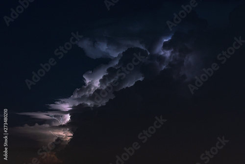 Beautiful lightning and cumulonimbus cloud at night