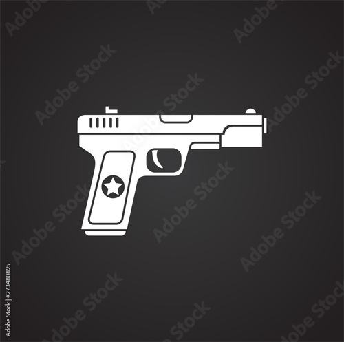 Pistol related icon on background for graphic and web design. Simple illustration. Internet concept symbol for website button or mobile app. © Andre