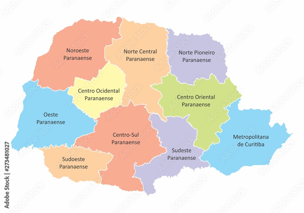 Obraz premium Parana State regions map