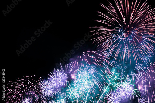 colorful firework display for festival, event, party, new year concept background