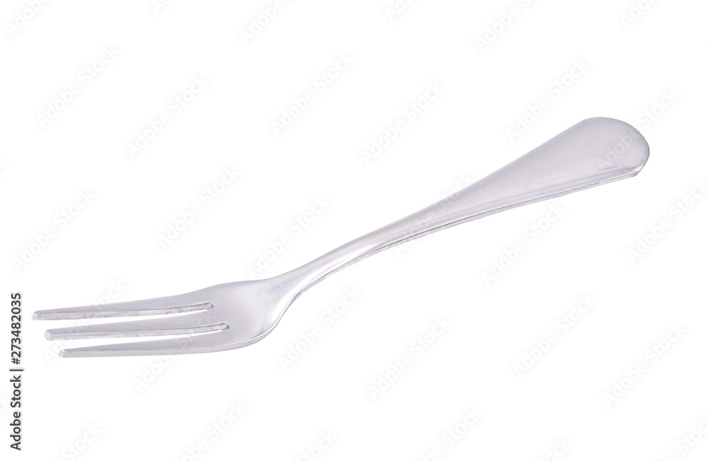 Stainless steel fork placed on a white background Stainless steel fork placed on a white background