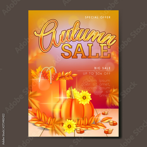 Autumn sale banner background template design