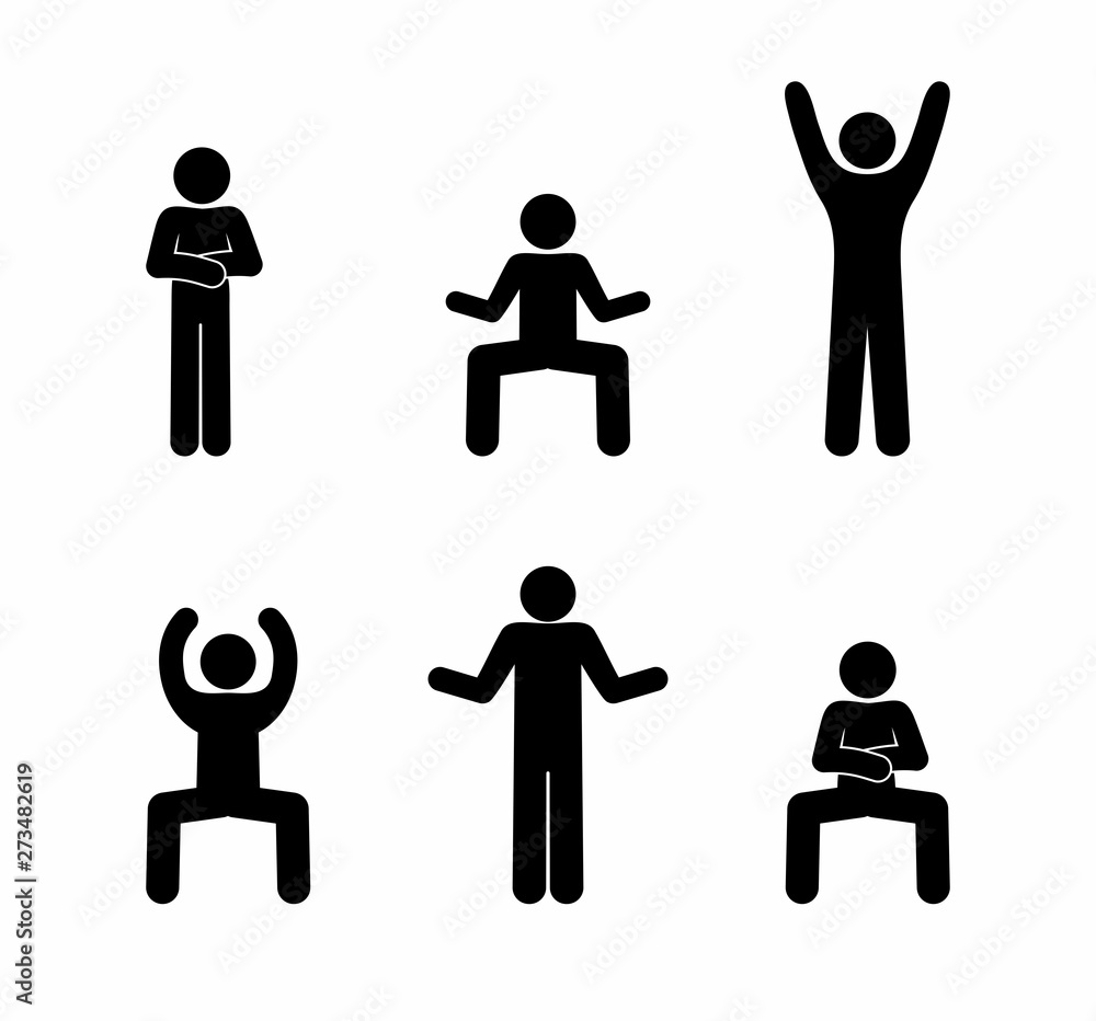 Set of Man Drawing, Different Poses, Stick Figure People Pictogram.  Freehand Drawing. Vector Illustration Stock Illustration - Illustration of  cartoon, isolated: 120517806