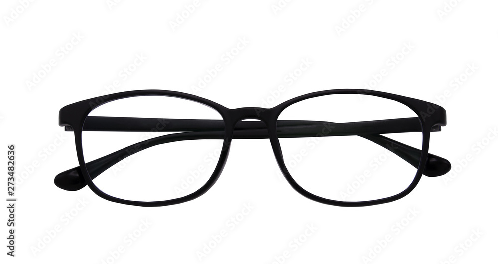 Black glasses placed on a clean white background Black glasses placed on a clean white background