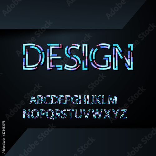 Modern abstract font Trendy style distorted typeface