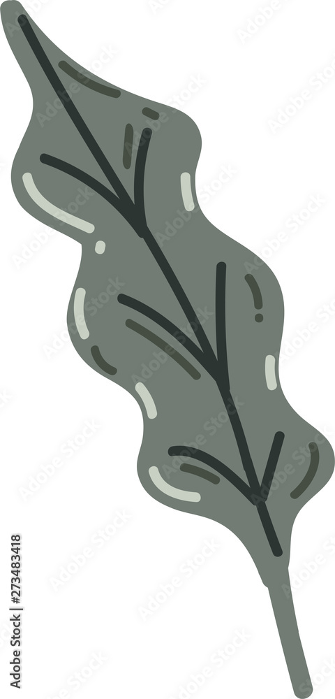 Fototapeta premium Flat modern floral foliage illustration on the white isolated background. Abstract shapes.