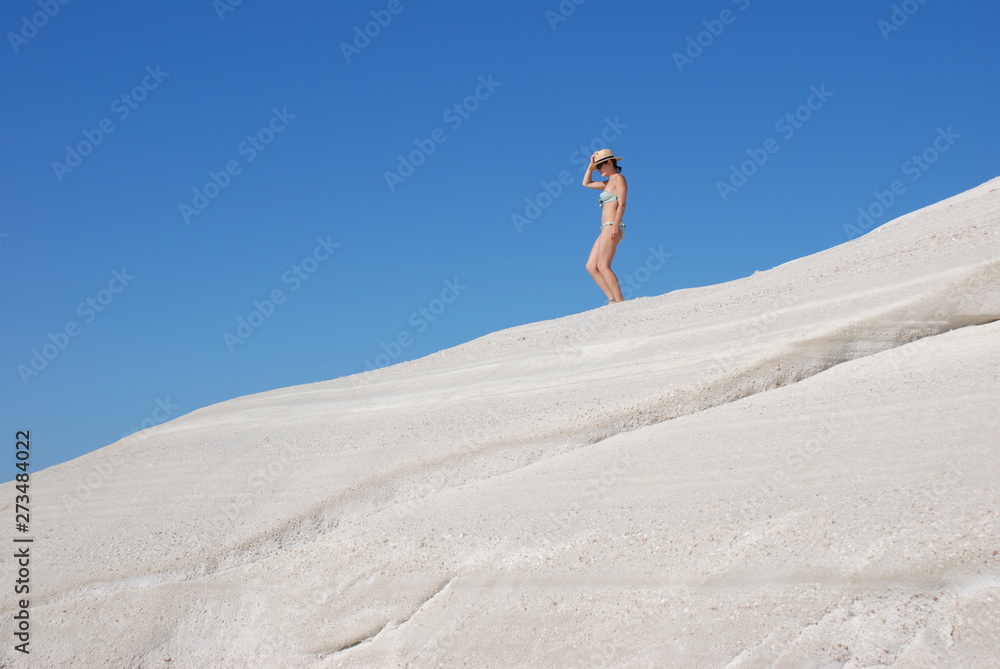 Milos Island, Cyclades islands / Greece 2018: Sarakiniko beach at the beautiful island of Milos Milos Island, Cyclades islands / Greece 2018: Sarakiniko beach at the beautiful island of Milos