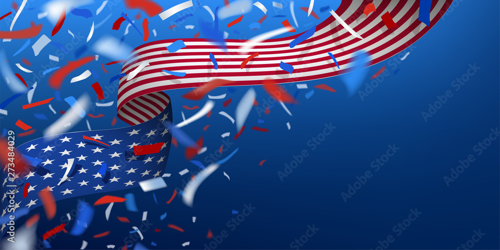 Happy USA independence day card with confetti Happy USA independence day card with confetti
