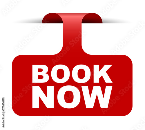 red vector banner book now
