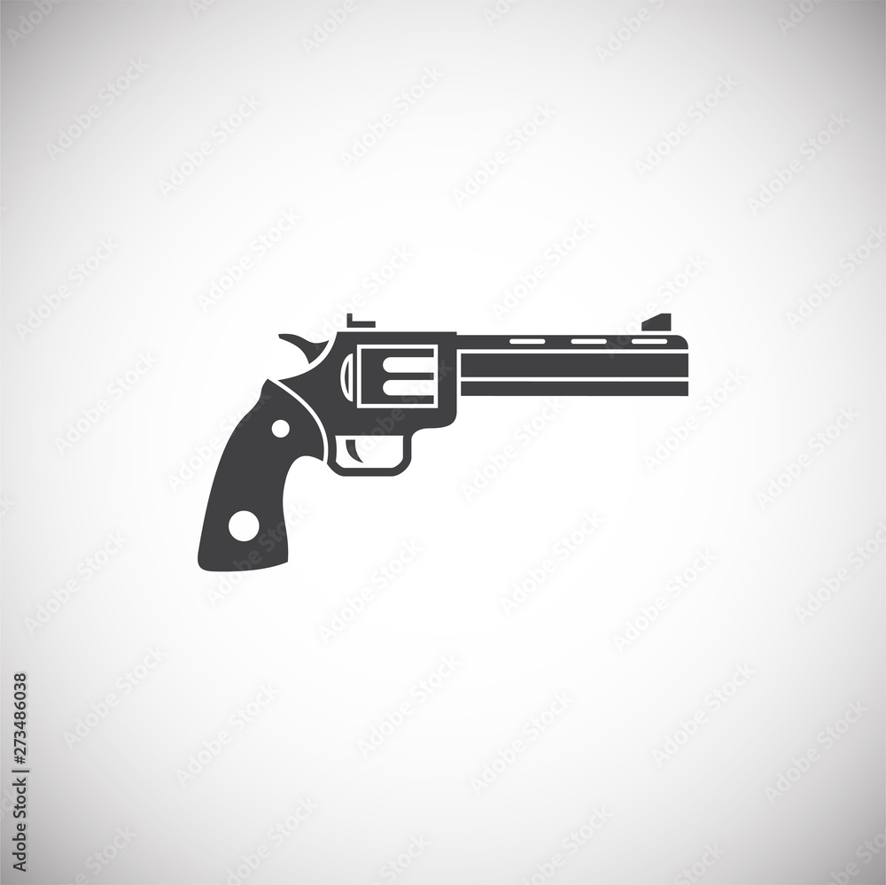 Pistol related icon on background for graphic and web design. Simple illustration. Internet concept symbol for website button or mobile app.