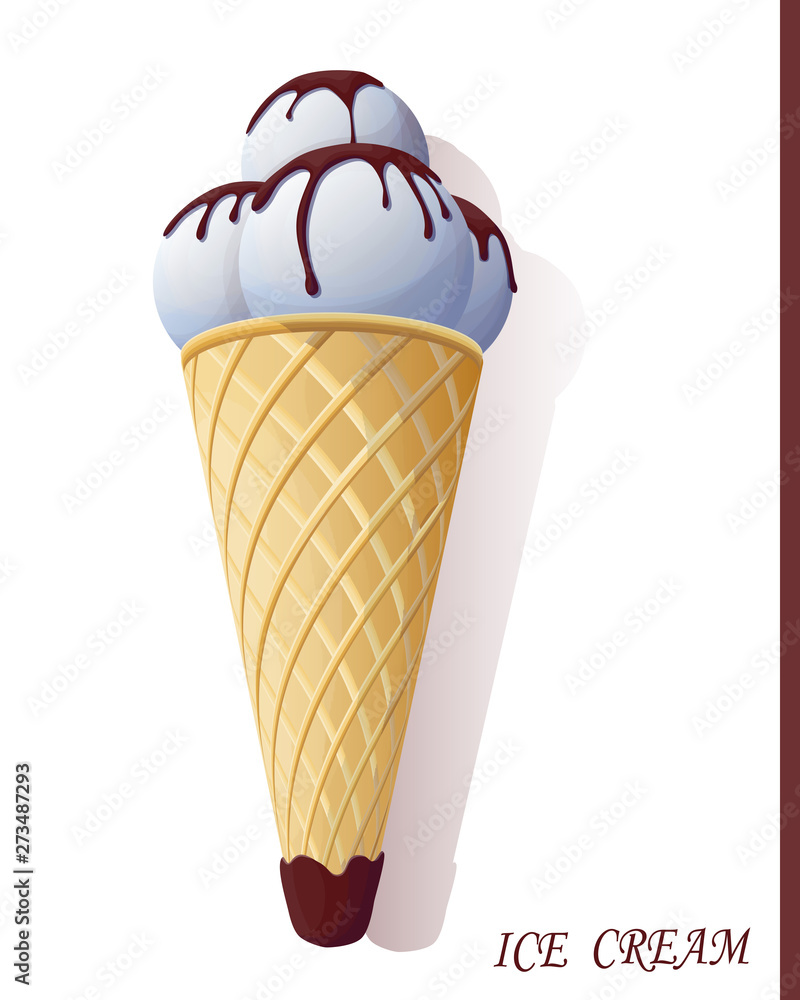 realistic vector ice cream with chocolate syrup realistic vector ice cream with chocolate syrup