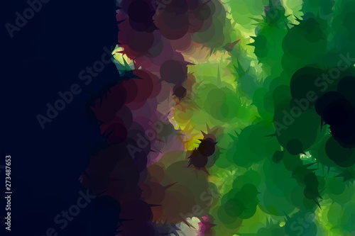 Abstract background with geometric design. Digital futuristic element. Technology. Macro flower cactus. Floral wallpaper. Colorful green blue pink red. Dark background.