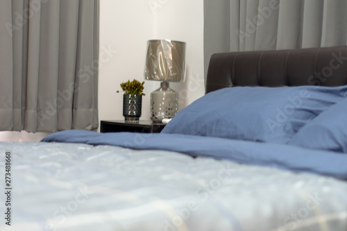 Mattress, white mattress, blue pillow
