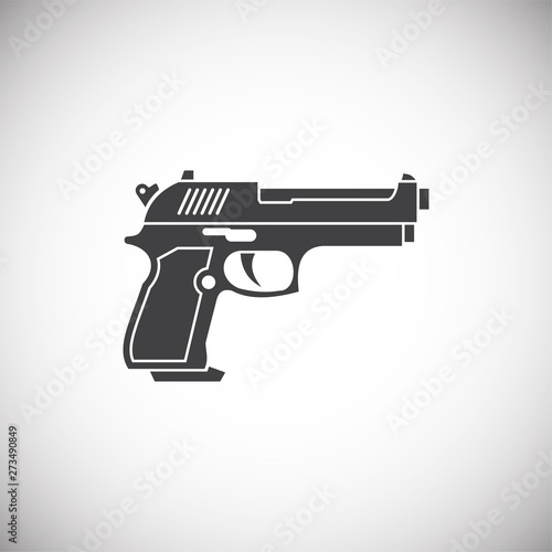 Pistol related icon on background for graphic and web design. Simple illustration. Internet concept symbol for website button or mobile app.