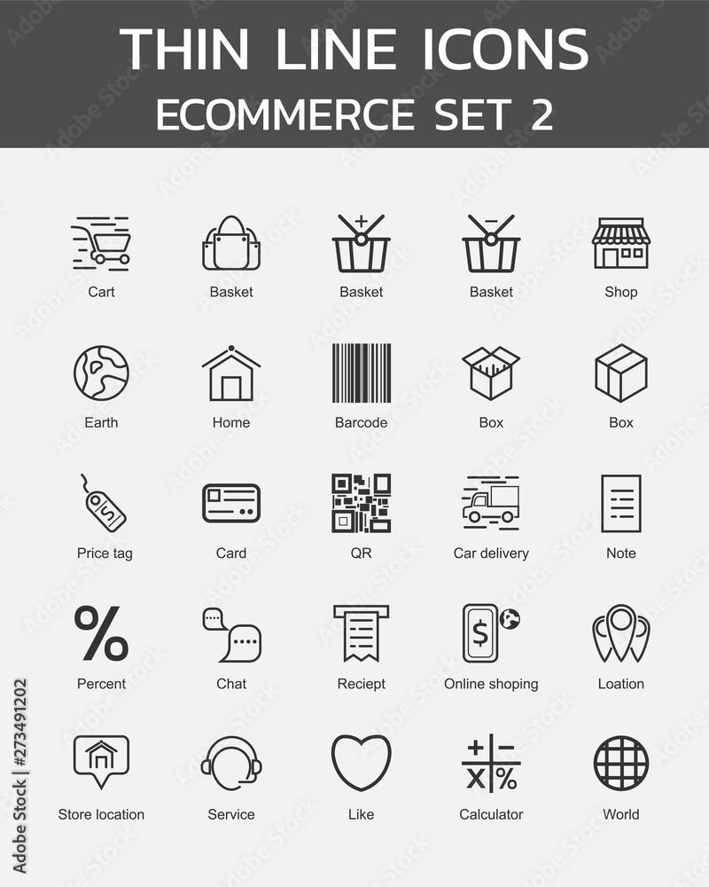 Thin line icons ecommerce set 2