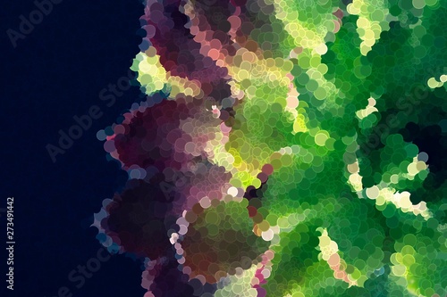 Abstract background with geometric design. Digital futuristic element. Technology. Macro flower cactus. Floral wallpaper. Colorful green blue pink red. Dark background.