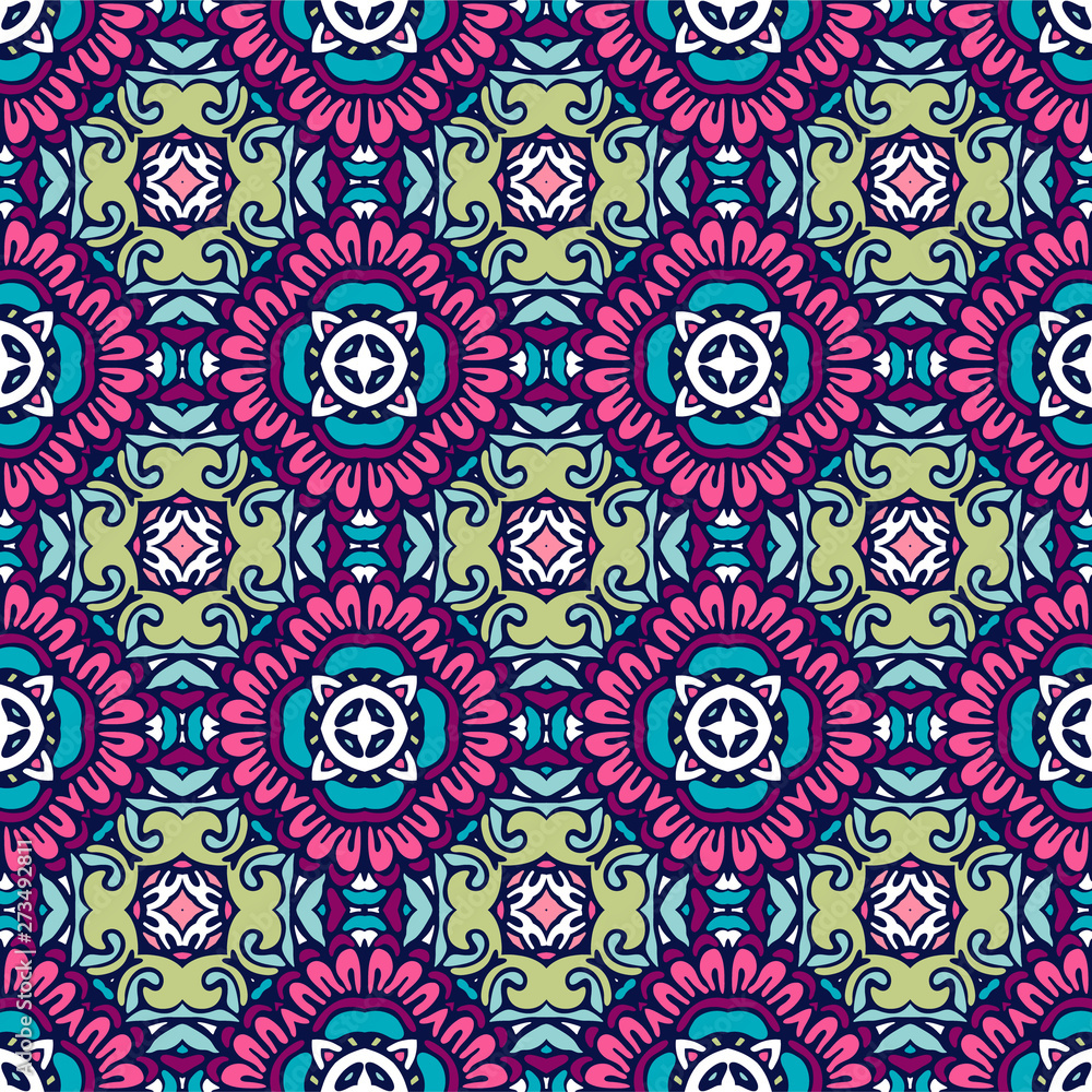 Seamless abstract background tiled vector pattern geometric flowers