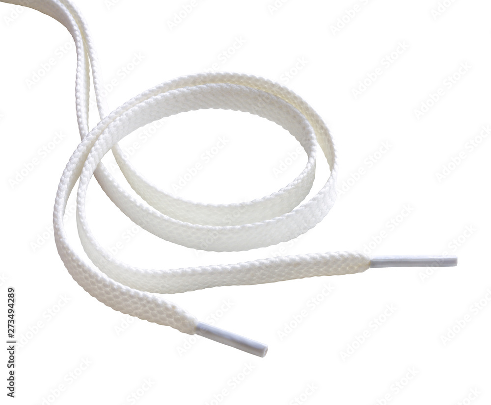 unbound white shoe laces isolated on white background