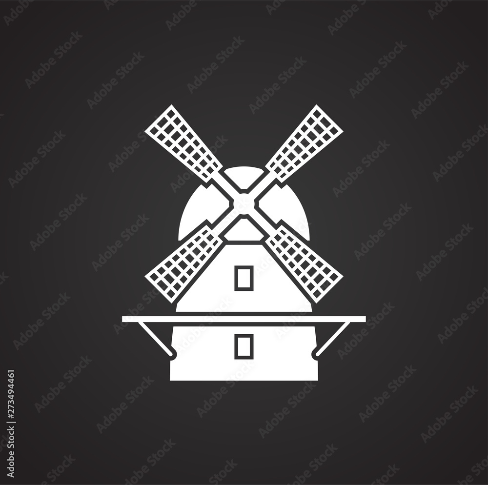 Wind mill icon on background for graphic and web design. Simple illustration. Internet concept symbol for website button or mobile app.