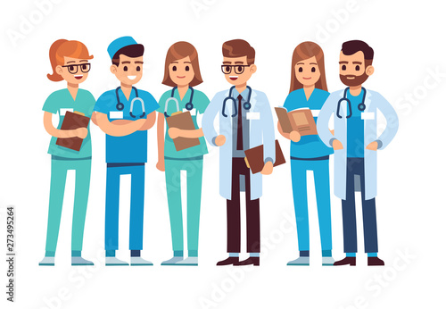 Doctors set. Medical staff team doctor nurse therapist surgeon professional hospital workers group medic, cartoon vector characters