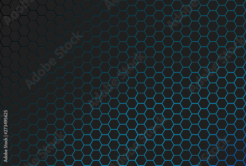  Blue hexagon abstract background in dark