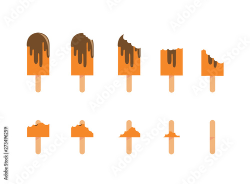 eating icecream chocolate set for logo design illustration
