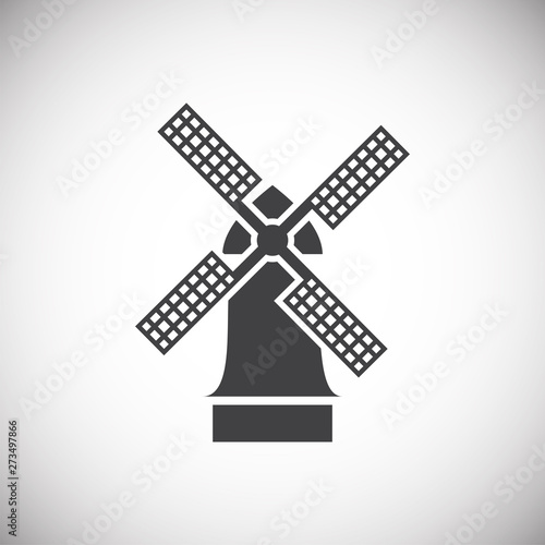 Wind mill icon on background for graphic and web design. Simple illustration. Internet concept symbol for website button or mobile app.