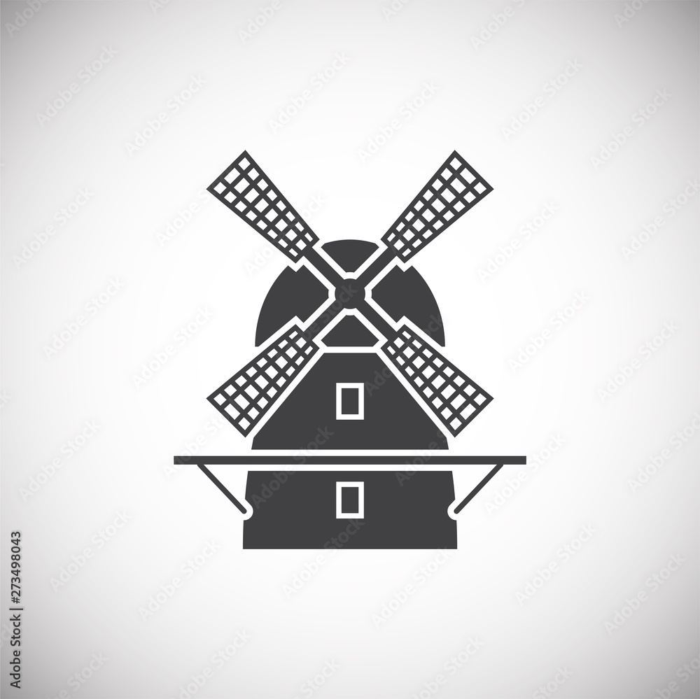 Wind mill icon on background for graphic and web design. Simple illustration. Internet concept symbol for website button or mobile app.