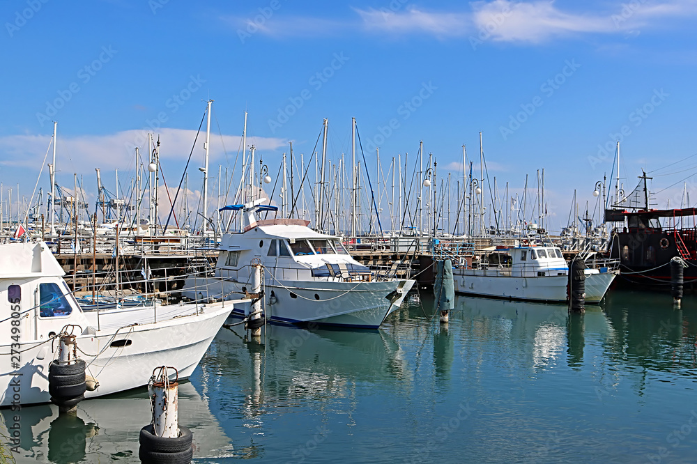 Yachts in Larnaca port, Cyprus
