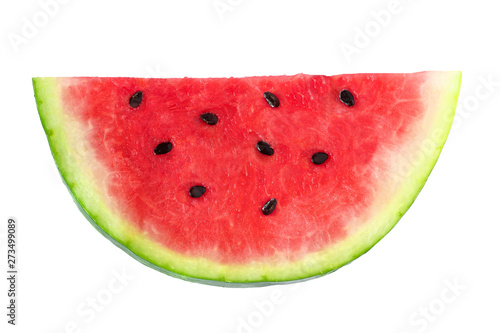 Slice of fresh watermelon isolated on a white background
