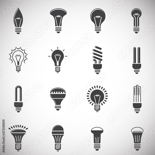 Bulb icons set on background for graphic and web design. Simple illustration. Internet concept symbol for website button or mobile app.