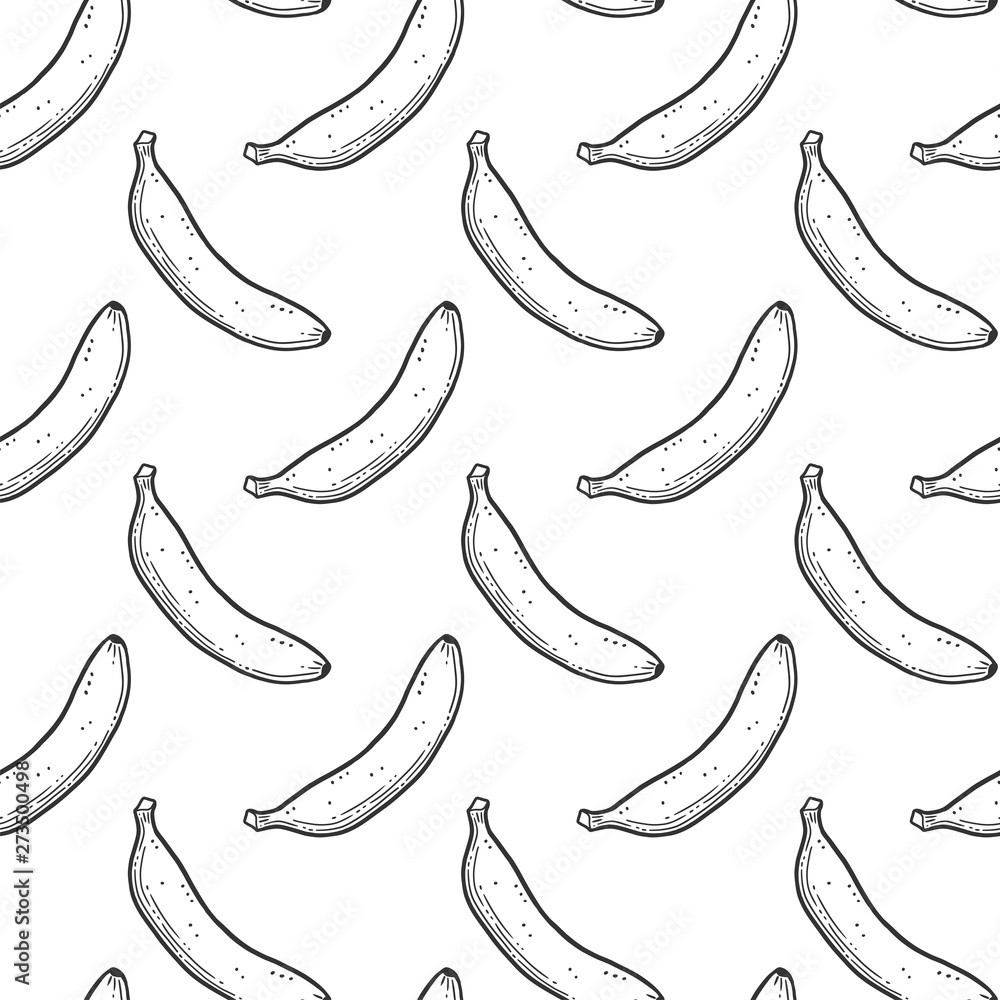 Sweet ripe banana. Vector concept in doodle and sketch style. Hand drawn illustration for printing on T-shirts, postcards.