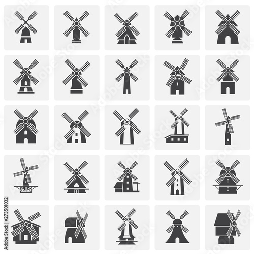 Wind mill icons set on background for graphic and web design. Simple illustration. Internet concept symbol for website button or mobile app.
