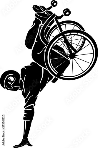 Handicapped on His Wheelchair, Hand Stand Extreme Sport