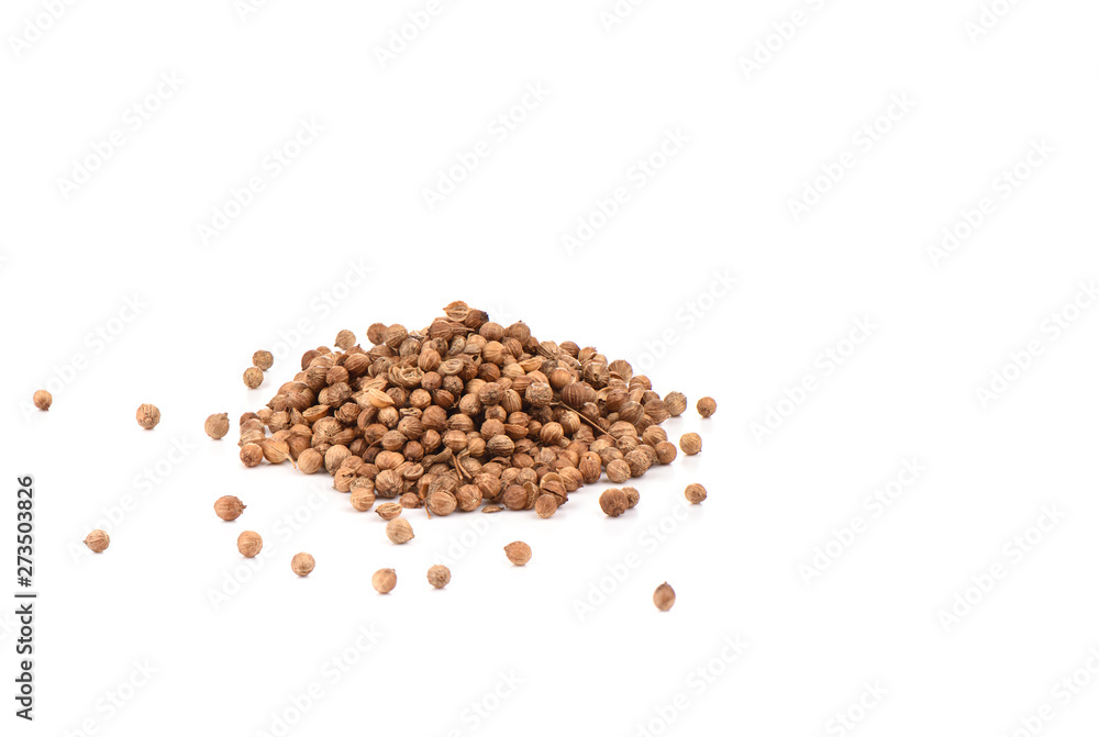Coriander seeds are isolated on a white background. Coriander seeds are isolated on a white background.