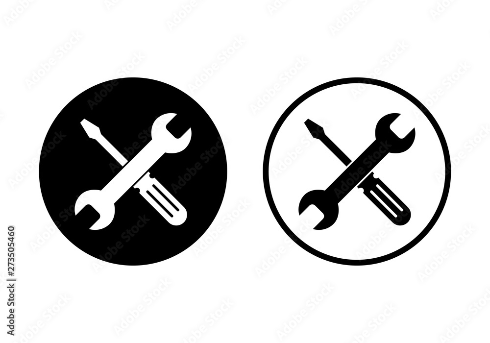 Repair icon. Wrench and screwdriver icon. Settings icon isolated Repair icon. Wrench and screwdriver icon. Settings icon isolated
