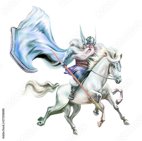 Scandinavian God One and the horse Slaipnir
