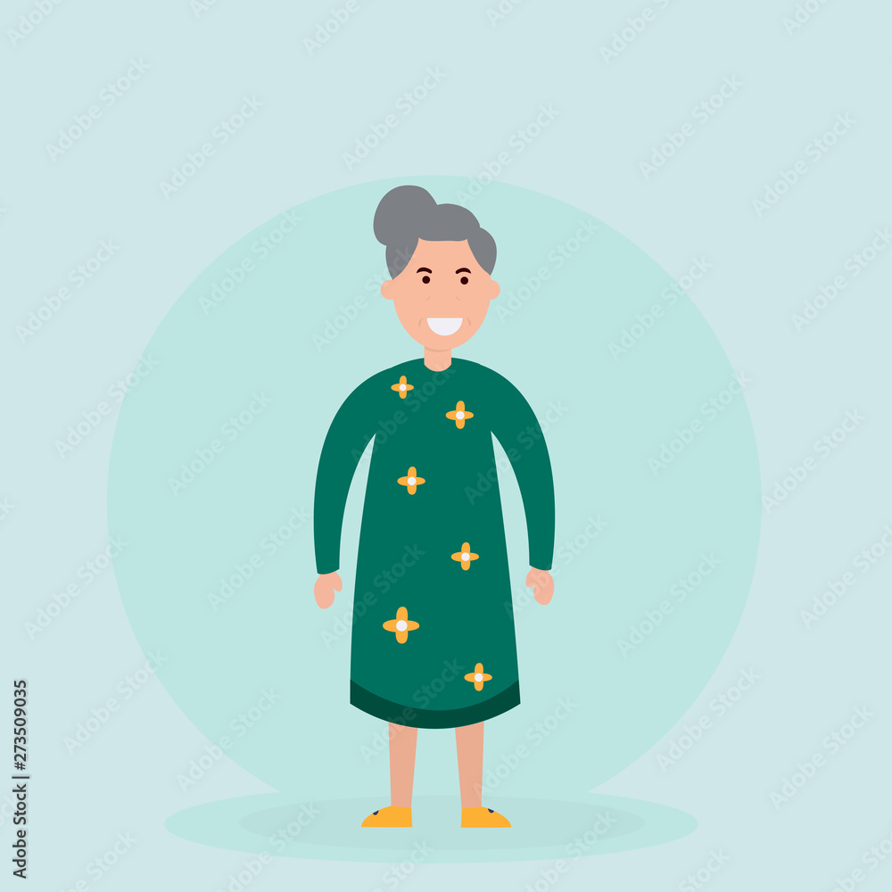 Old lady. Grandma. Vector isolated illustration. Cartoon character Old lady. Grandma. Vector isolated illustration. Cartoon character