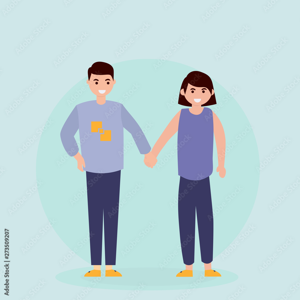 Stock Vector cartoon illustration of a loving couple husband and wife isolated with background Stock Vector cartoon illustration of a loving couple husband and wife isolated with background