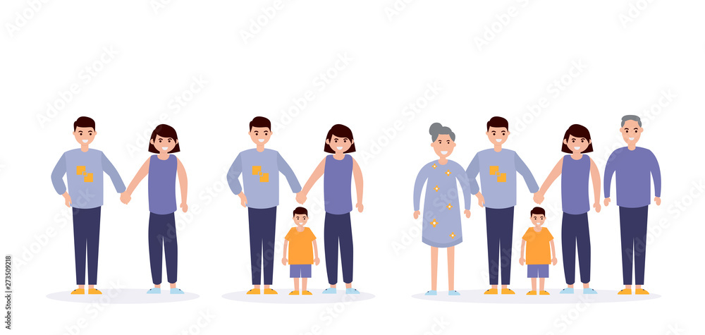 Set of happy family, illustration of groups families 