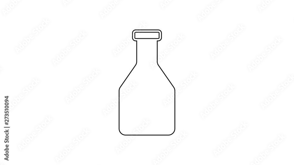 Black Ketchup bottle line icon on white background. 4K Video motion graphic animation Black Ketchup bottle line icon on white background. 4K Video motion graphic animation