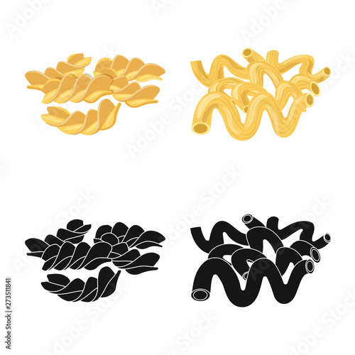 Vector illustration of pasta and carbohydrate icon. Set of pasta and macaroni vector icon for stock.